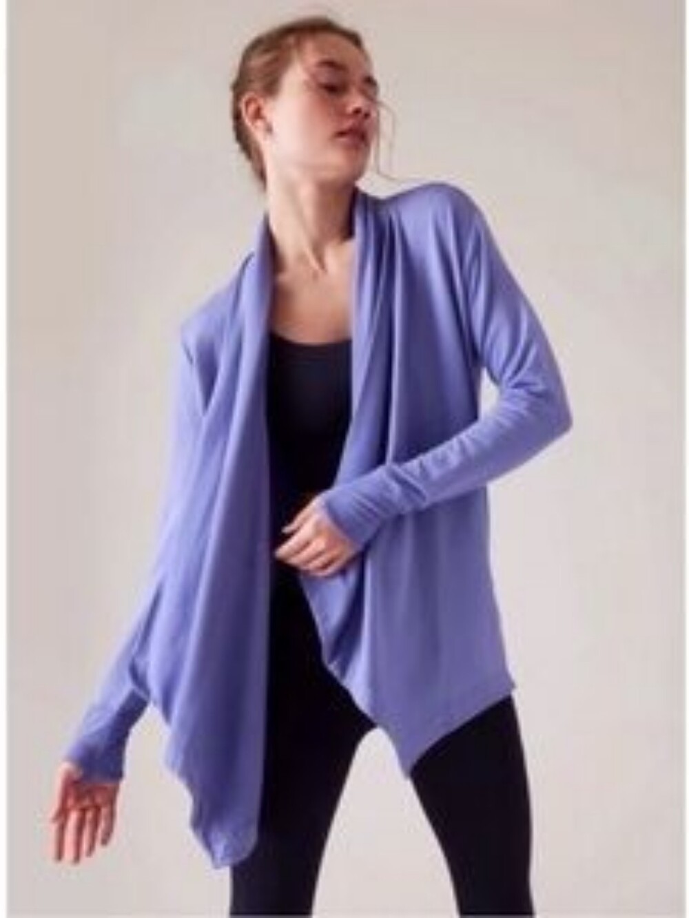 Athleta Pranayama Restore Wrap Cardigan Periwinkle Blue Soft Tencel XXS